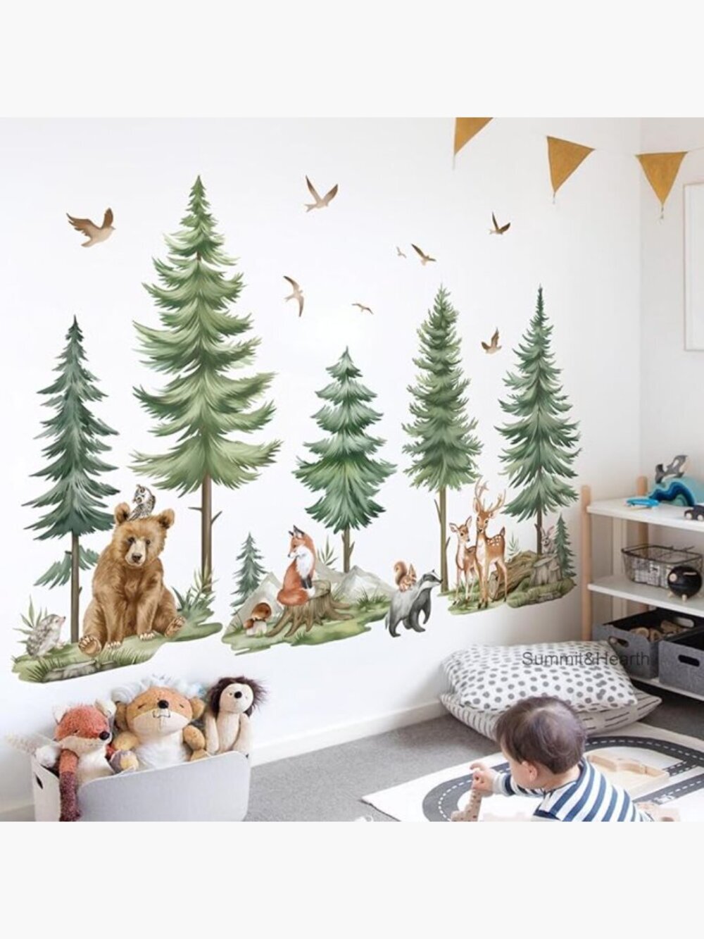Large Peel and Stick Wall Decals Forest Animals Bear Deer Nursery Decor